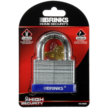 Brinks Keyed Different Padlock, Laminated Steel, 60mm, High Security 172-60091